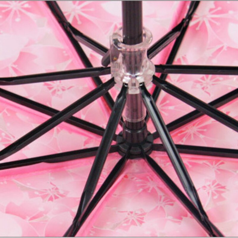 Colors Three Fold Umbrella Girls Transparent Clear Cherry Blossom Mushroom Sakura Folding Rain Umbrella