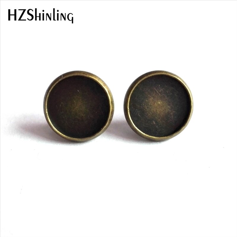 Pendientes de tuerca de vidrio de acero inoxidable para bicicleta, joyería de de oreja de cabujón de vidrio, libro de flores Vintage