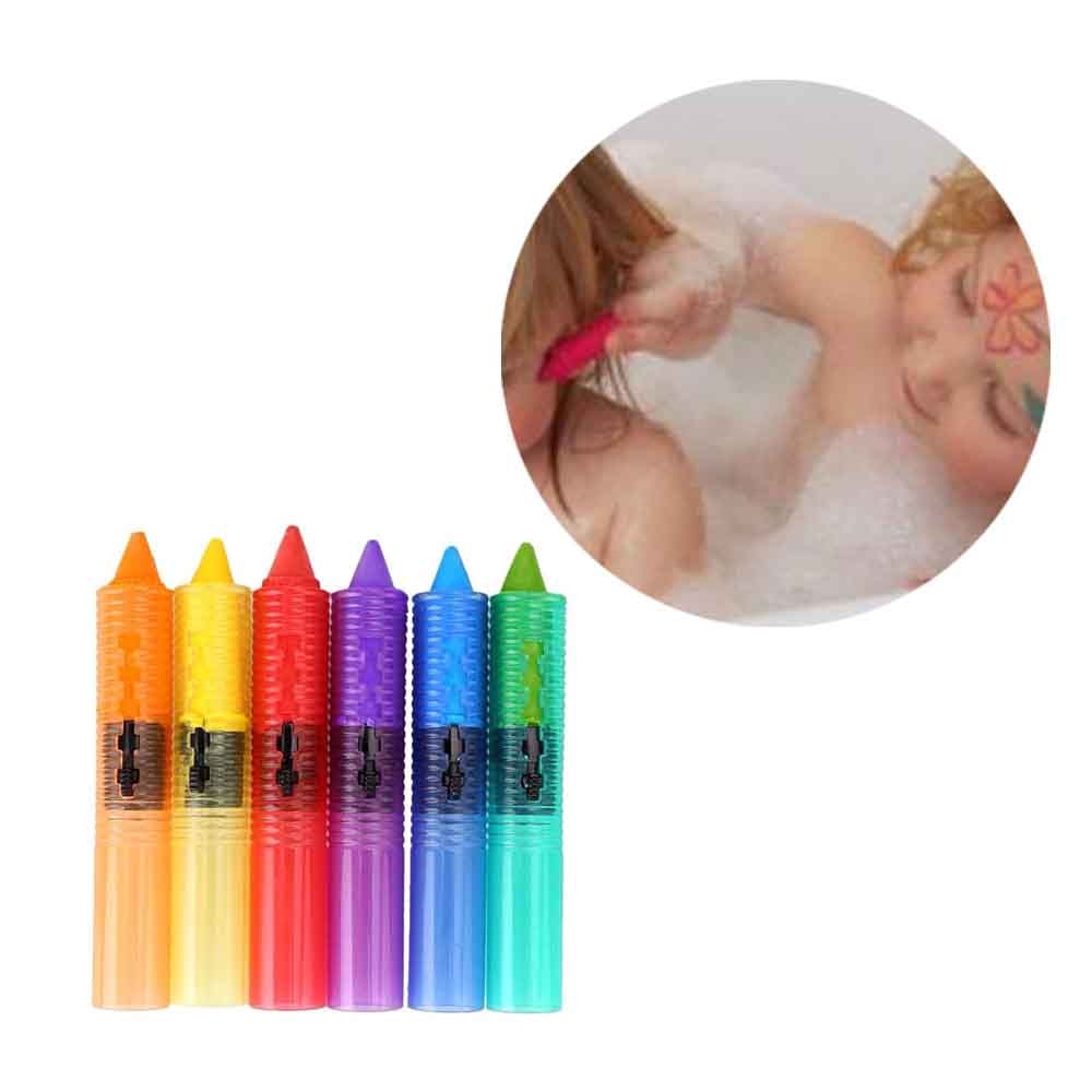 6Pcs Wasbare Bad Kleurpotloden Bathtime Speelbal Zuigeling Veiligheid Kleur Pen Krijt Kind Educatief Water Speelgoed Babybadje Speelgoed
