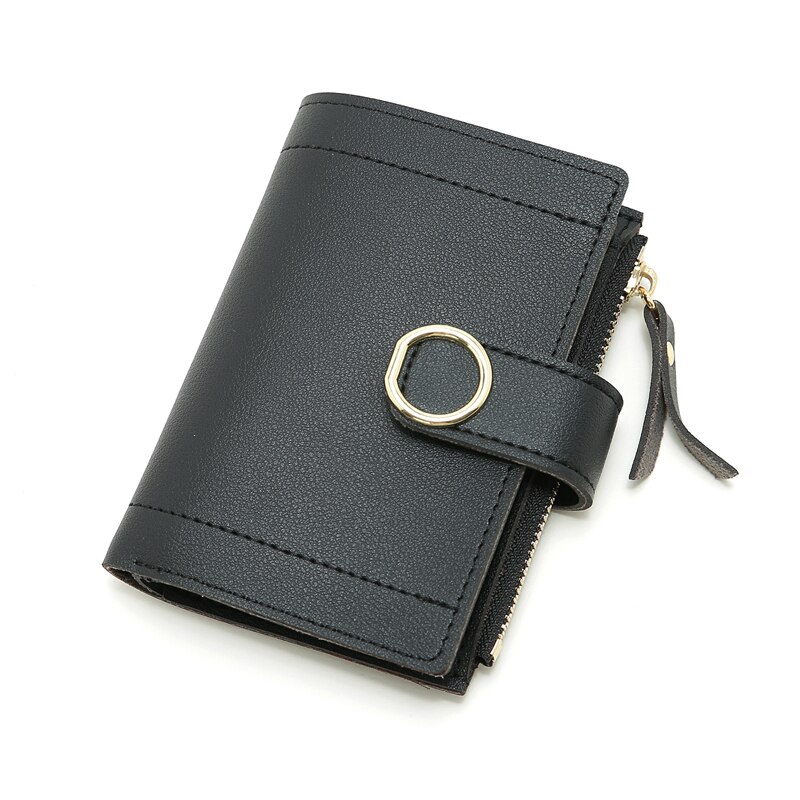 Women Leather Small Wallet Card Holder Solid Color Short Lovely Purse Zip Coin Purses Clutch Handbag Coin Purse: 2