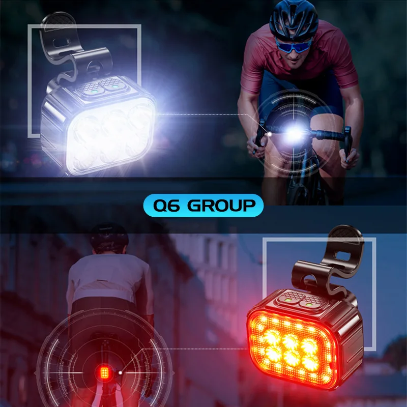 Ciclismo bicicleta frente conjunto de luz traseira carga usb farol luz mtb à prova dwaterproof água lanterna led acessórios da bicicleta