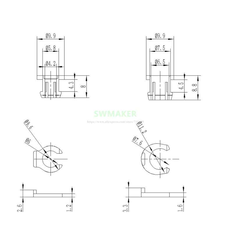 SWMAKER 1pcs Tube Coupling Collet bowden tube clamp + horse shoe Clamp Clip for 4mm 6mm tube 3D printer parts