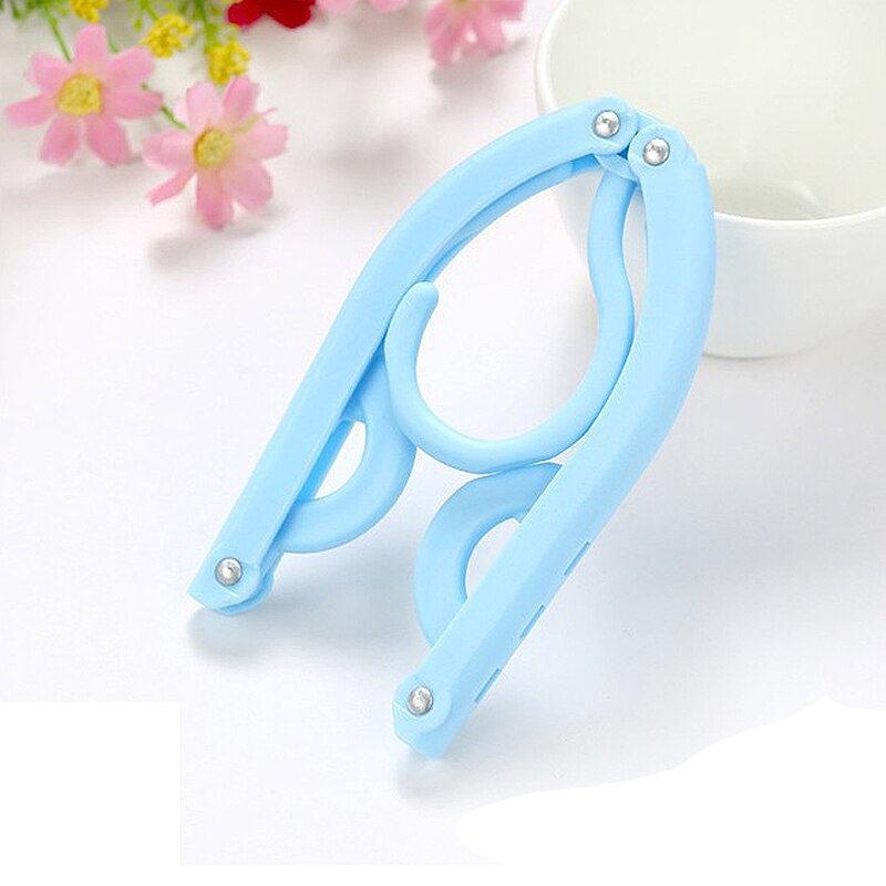 Multifunctional Portable Travel Folding Clothes Hanger Out Door Drying Rack Kids Home Storage Clothing Organizer: Blue