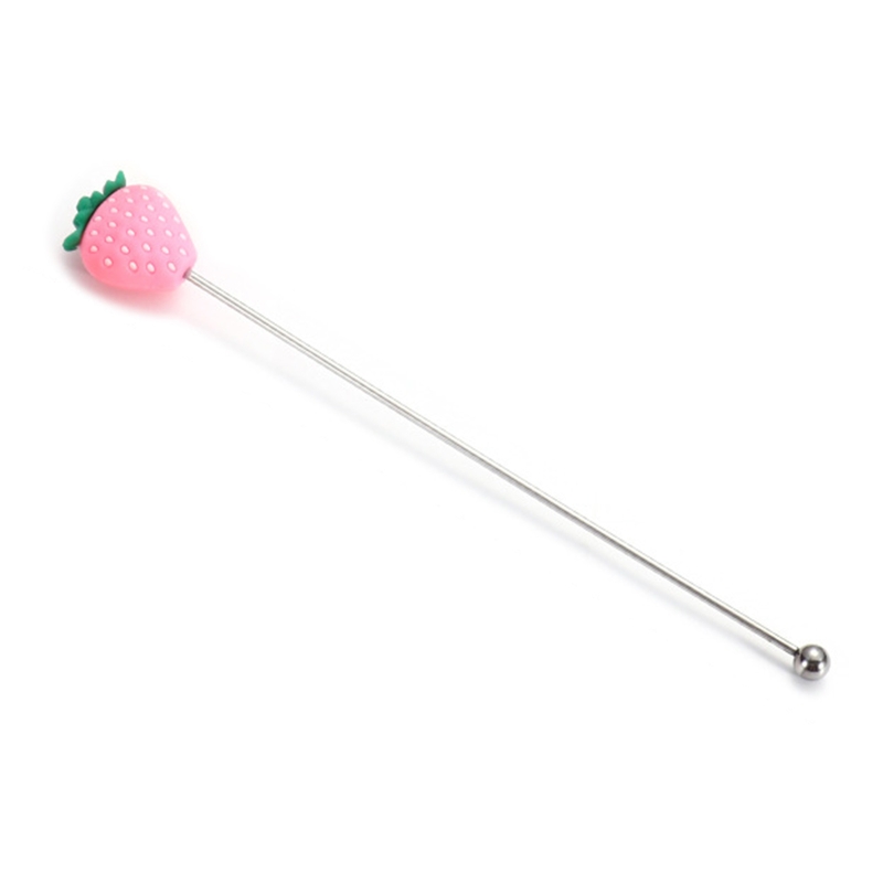 Reusable Stainless Steel Coffee Beverage Stirrers Stir Cocktail Drink Stirrers: Pink strawberry