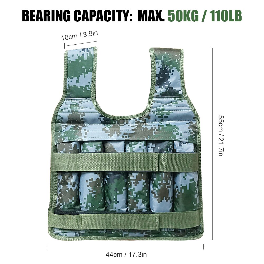 Max Loading 50kg Adjustable Weighted Vest Weight Jacket Oxford Exercise Weight Loading Cloth Strength Training: Default Title