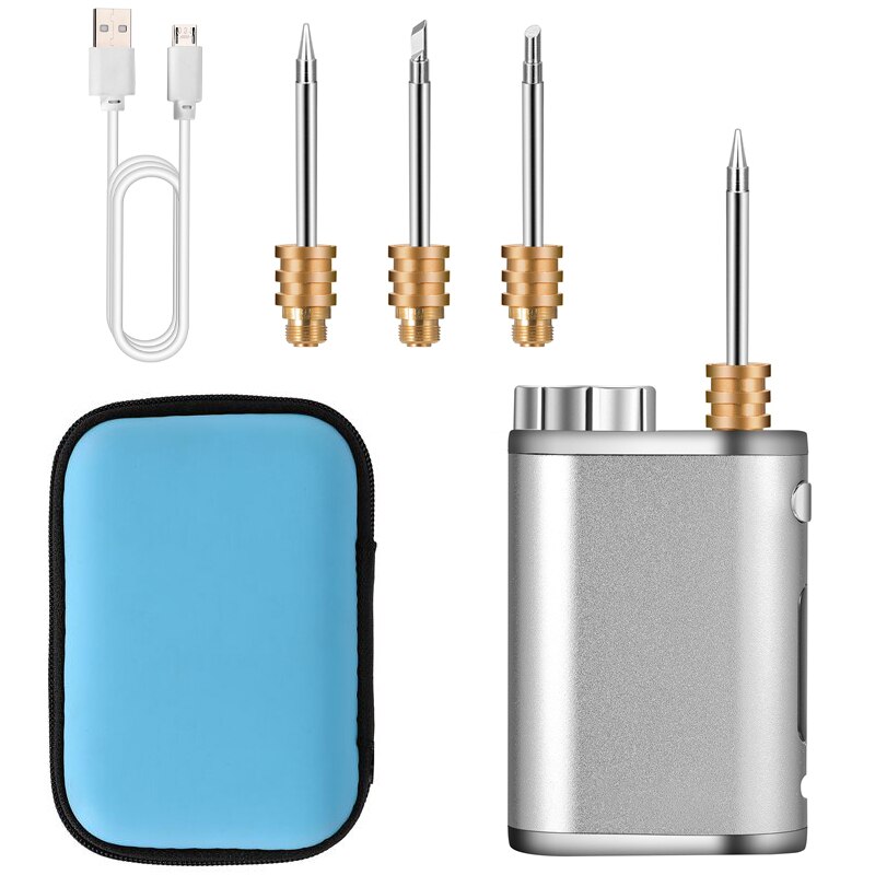 Portable rechargeable soldering iron, USB wireless battery soldering iron, 1W-75W high-power outdoor soldering iron: Silver