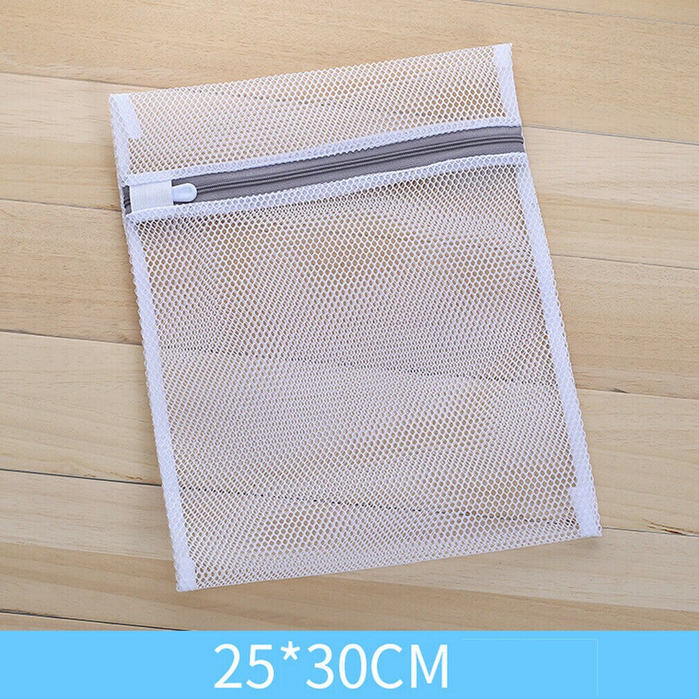 Bærbar mesh vaskepose delikat tøj lynlås undertøj opbevaring vaskemaskine vaskeposer 3 størrelser: S