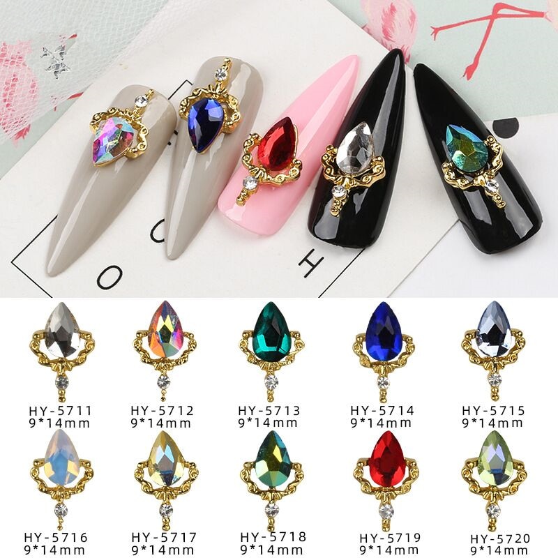 20 Pcs Charm Crystal 3D Nail Art Decorations Lichtmetalen Hanger Diamant Strass Water Sieraden Manicure Accessoires