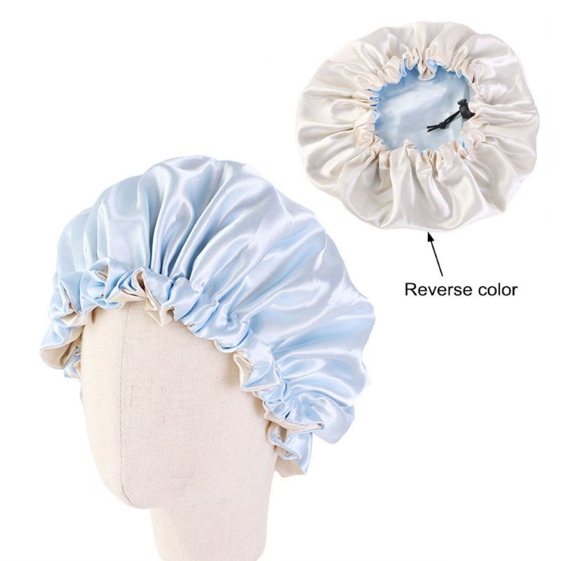 Kids Double Layer Satin Bonnet Adjustable Sleep Night Cap Turban Hat Chemo Cap: BL