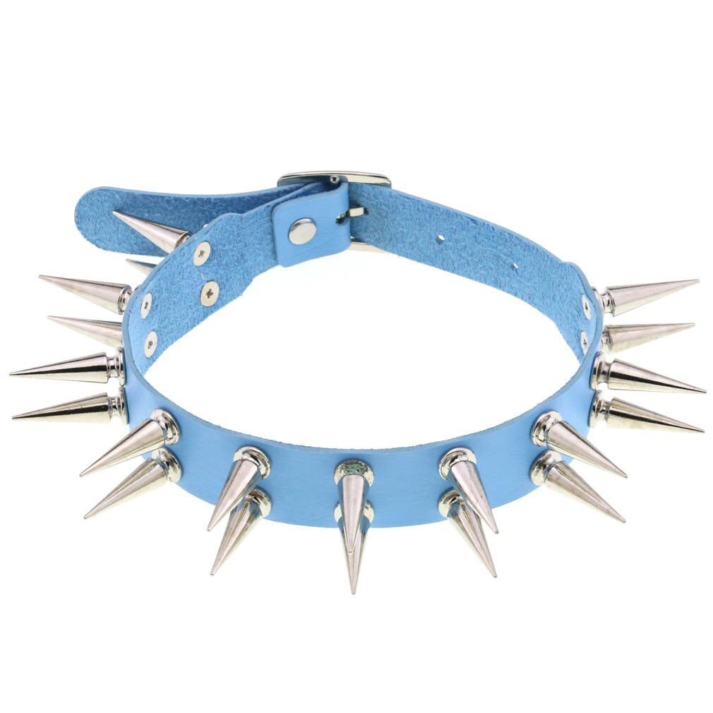 DIEZI Gothic Sexy 16 kolorowa skóra PU naszyjnik kobiety w stylu Vintage moda nit wisiorek w kształcie gwiazdy Choker naszyjniki 2021 nowa biżuteria: sky blue