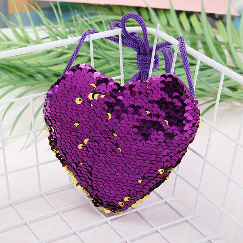 Moda lantejoulas coração crianças bolsa de ombro moeda do bebê meninas bolsa mini mensageiro bolsa pequena moeda bolsas