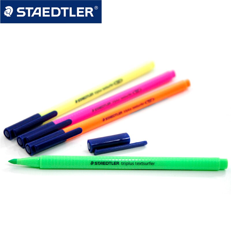5 stk staedtler triplus textsufer trekantet highlighter 362 trigonometrisk lastning neon pen gul / pink / orange / grøn farve
