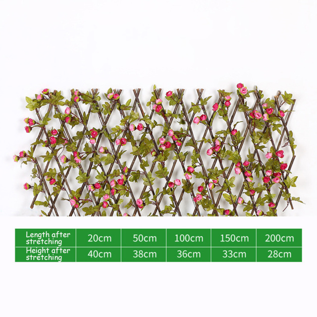 Artificial Rose Flower Garden Privacy Fence Wall Leaf Wood Telescopic Expanding Trellis Vine Climbing Frame Gardening Home Decor: Dark pink