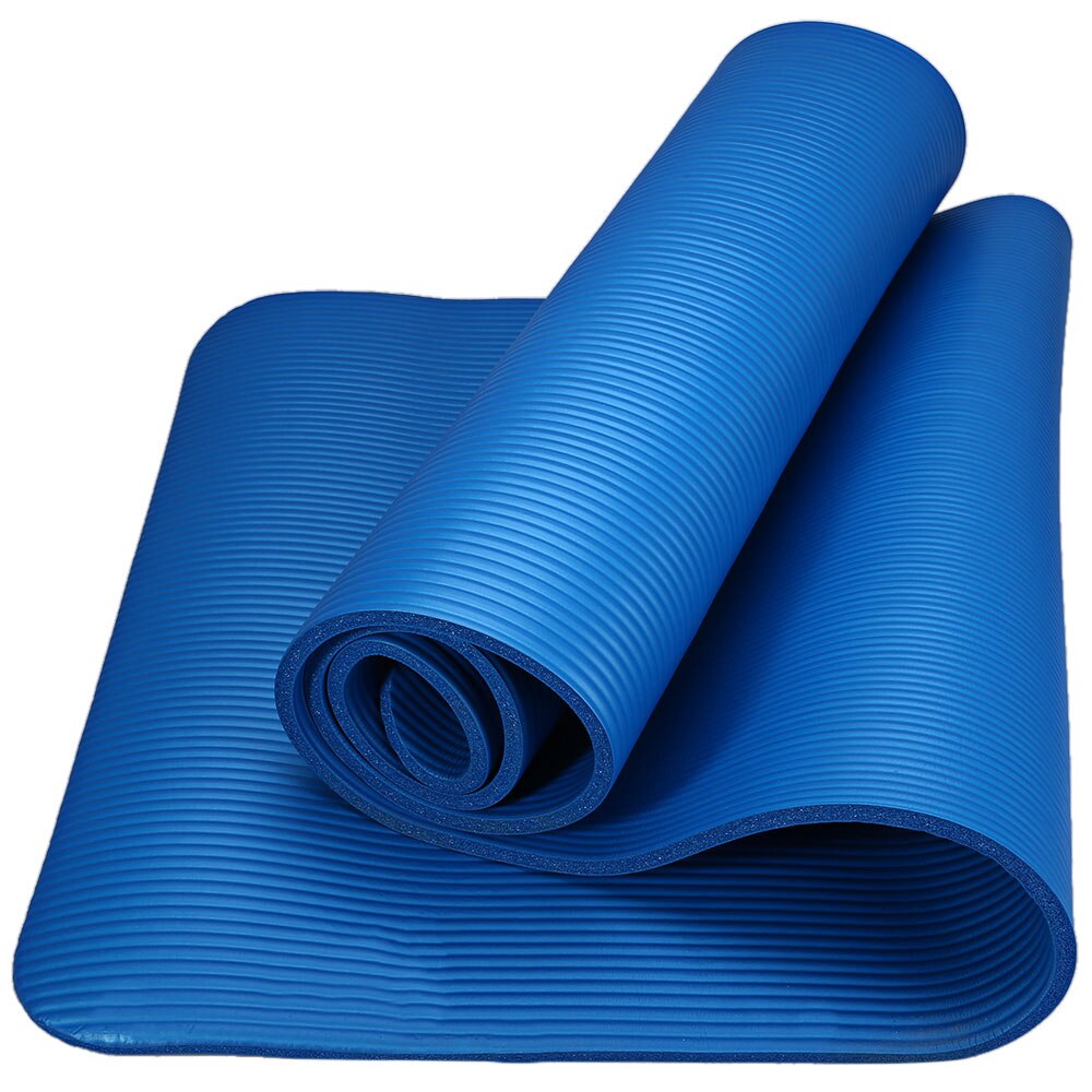TPE Yoga Mat - 183x61x10mm - Position Line - Non-Slip - Beginner Friendly - Fitness Gym: Deep Blue