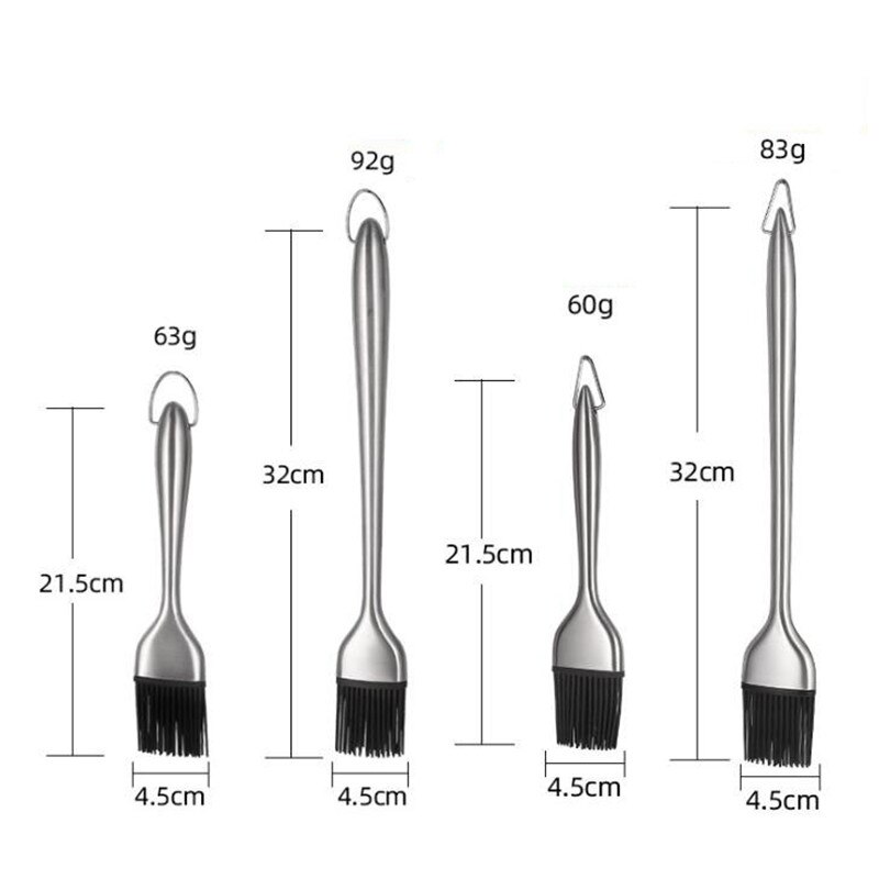 1Pc Stainless Steel Handle Silicone Oil Brush BBQ Butter Bake-ware Bread Basting Brush Kitchen Utensils Oil Brush for Grilling