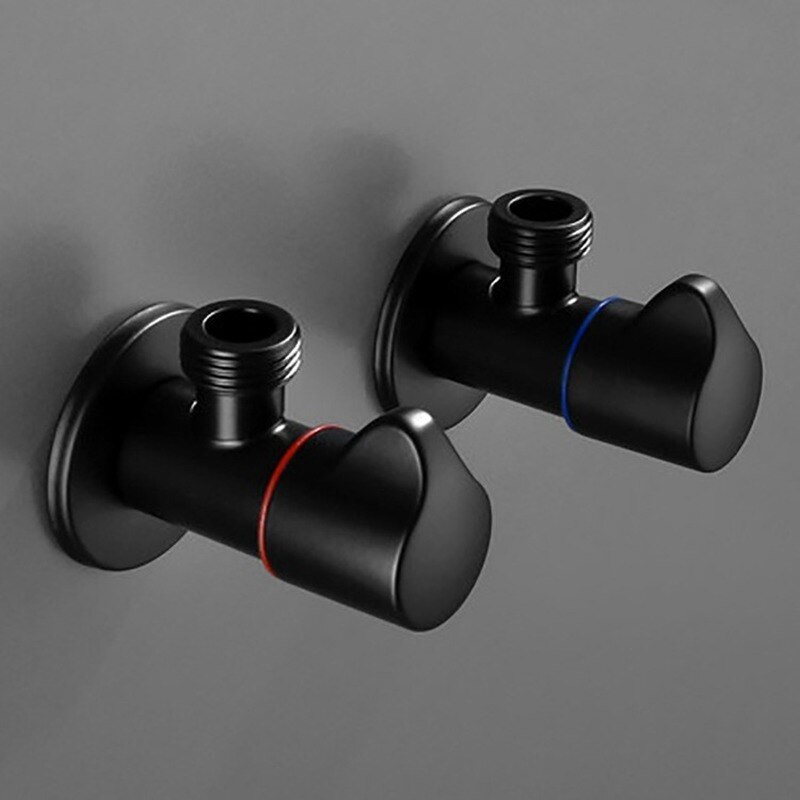 Angle ValvesBathroom Valve Faucets Black Stainless Steel Kitchen Cold Mixer Tap Accessories Standard G1/2 Threaded