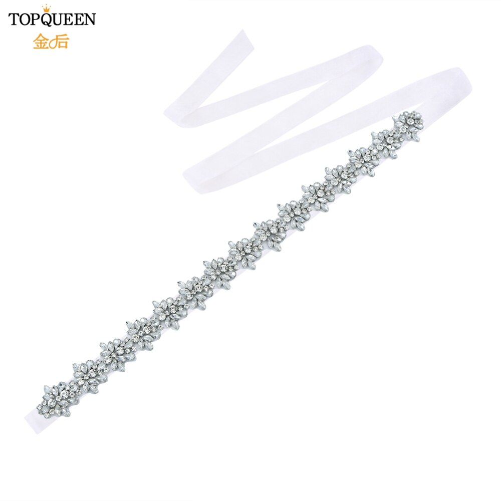 Topqueen s269 faixas de cristal de strass femininas dama de honra festa à noite cinto vestidos de noiva acessórios cintura cintos nupciais: organza white