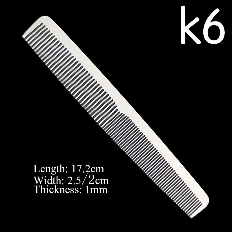Kapper Salon Haar Knippen Kam Ultra-Dunne Rvs Silver Metal Kam Barbershop Kappers Haar Knippen Tools Kammen: K6 Comb