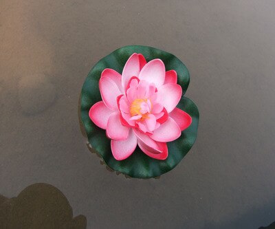 Simulation lotus kunstig flydende åkande eva lotus blomster dam dekor 10cm 7 farver have pool dam springvand dekoration 6: Lyserød