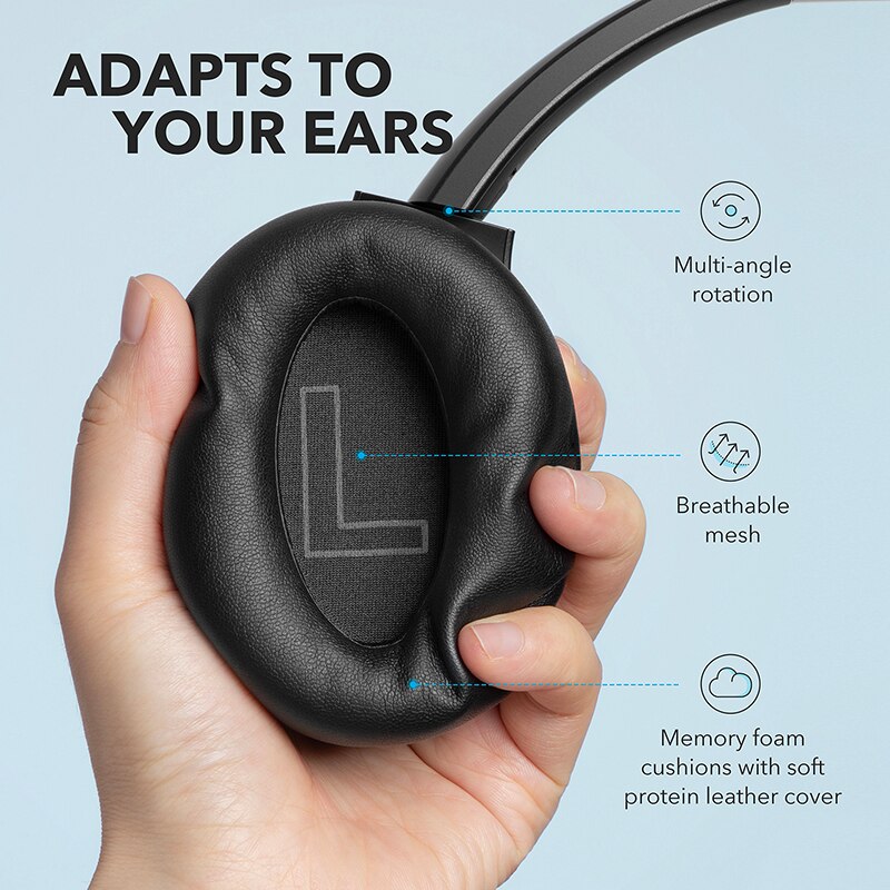 Anker Soundcore Leven Q20 Hybrid Active Noise Cancelling Hoofdtelefoon, Draadloze Over Ear Bluetooth Hoofdtelefoon