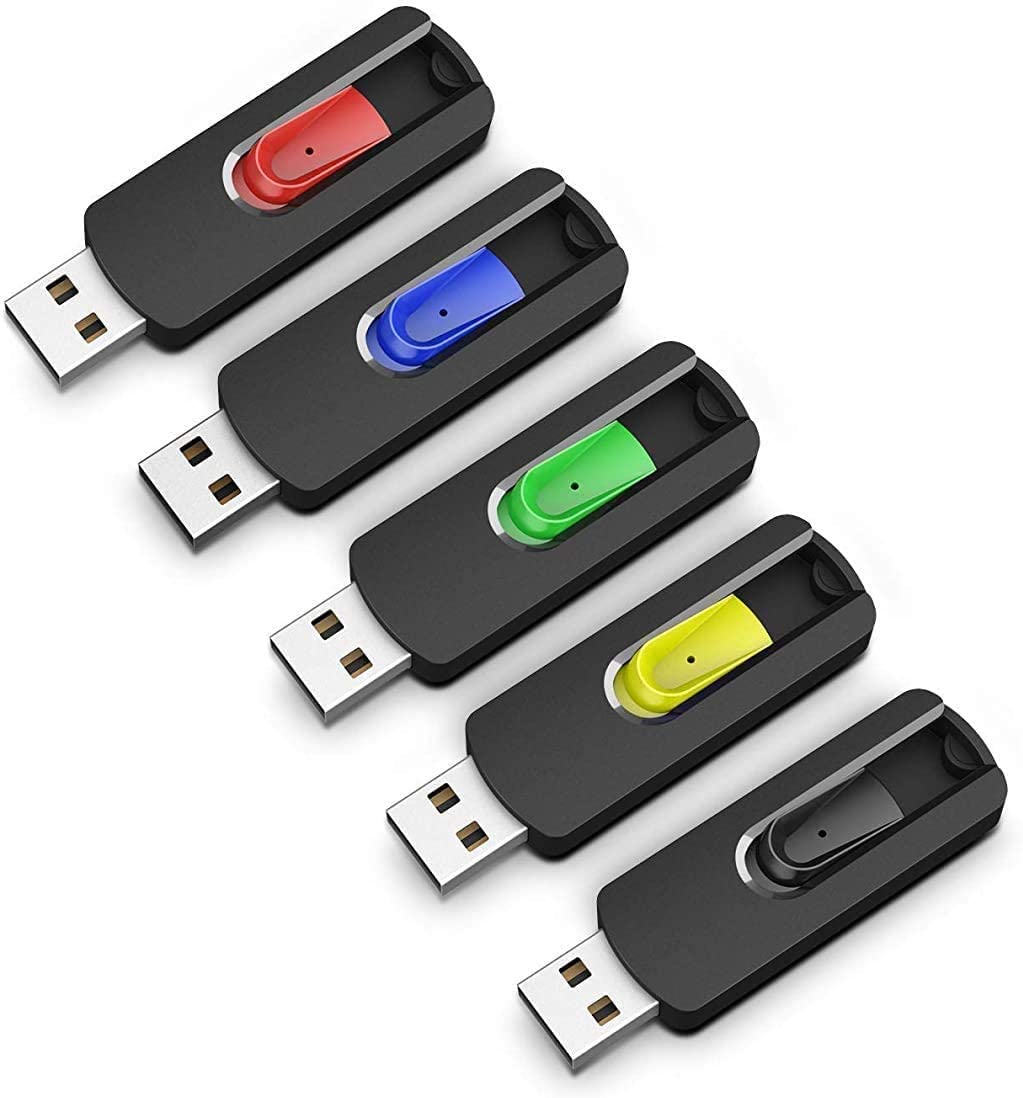 TOPESEL 5 PCS-Stick USB 2,0 Memory Stick Usb-Stick Versenkbare Jump Drive Bunte Zip Sticks (Rot, blau, Grün, Gelb, Schwarz)