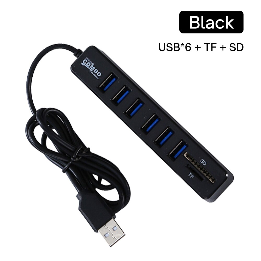 8 in 1 USB 2.0 Hub Expander Adapter Multiple 8/5 port USB Splitter HUB High Speed 2.0 Hub TF SD Card Reader For PC Laptop: B