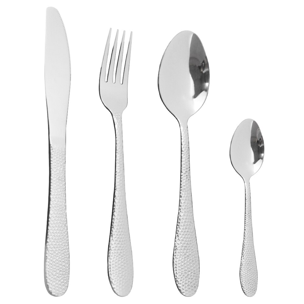 Black Western Flatware Set 4/8/16Pcs Cutlery Set Knives Forks Tea Spoons Tableware Set Stainless Steel Dinnerware Silverware Set: 2 Set / Silver