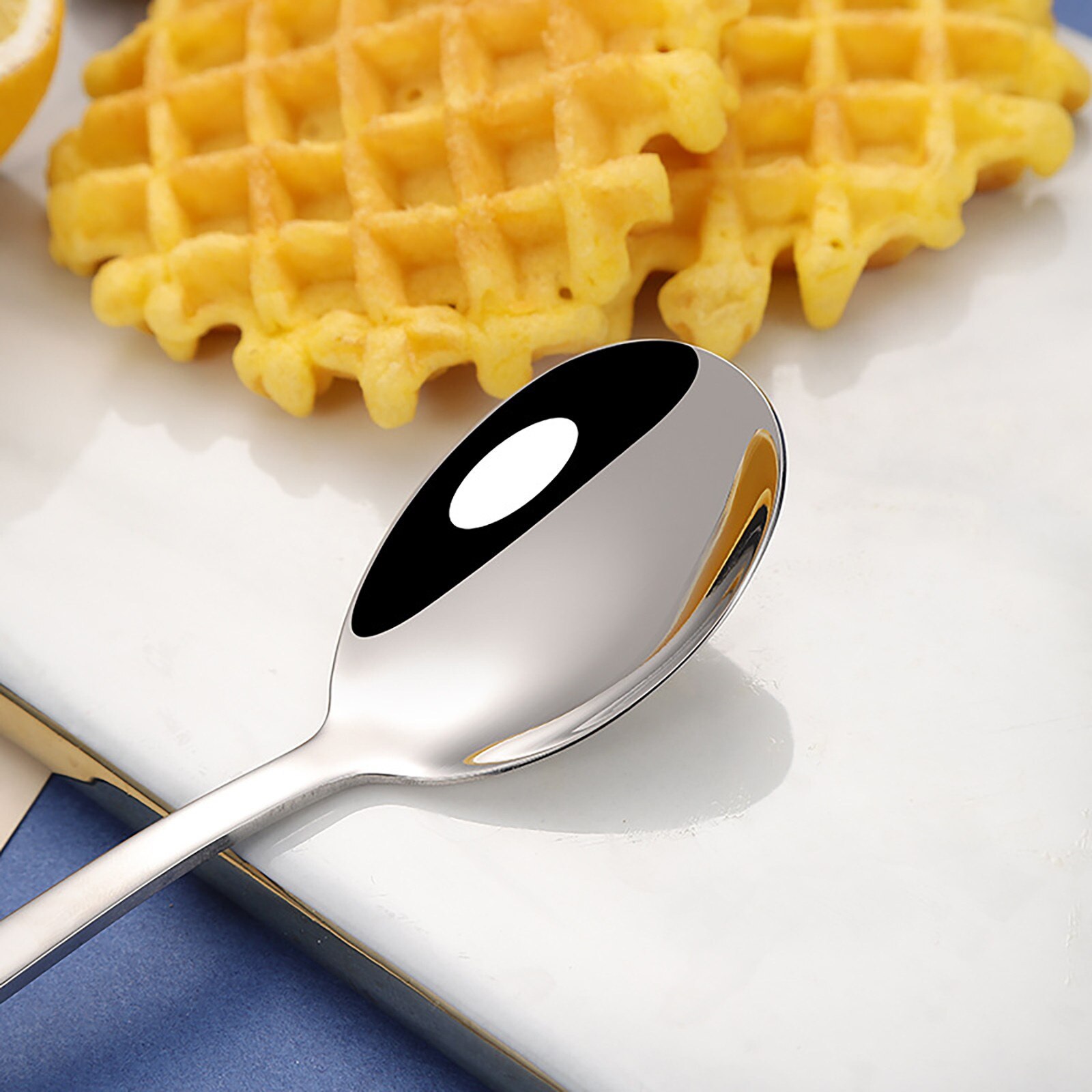 Stainless Steel Dinnerware Set Spoon Tea Spoon Dessert Coffee Ice Cream Spoons Kitchen Accessory Bar Tools Long Handle#YL10