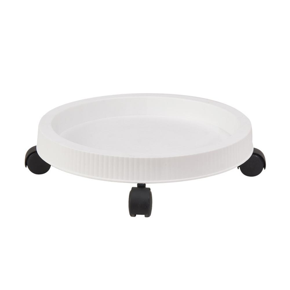 Round Tray Saucers Removable Flower Pot Tray Wheels Bottom Tray Plant Base Water Drip Holder Garden Supply Reusable Plant Stand: White