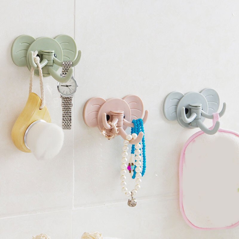 Elephant Nose 3 Hooks Useful Storage Wall Hanger Self Adhesive Hooks Door Sticky Hanger Home Office Bathroom Supplies