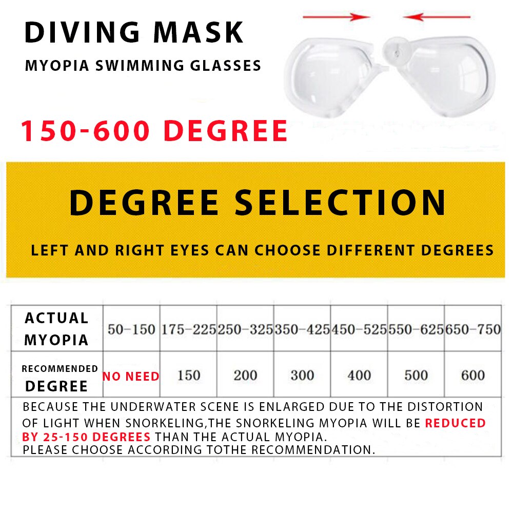 1pcs Lens Swimming Mask Goggle Myopia Diving Mask Prescription Lens PC Scuba Replacement 150-600 Degree