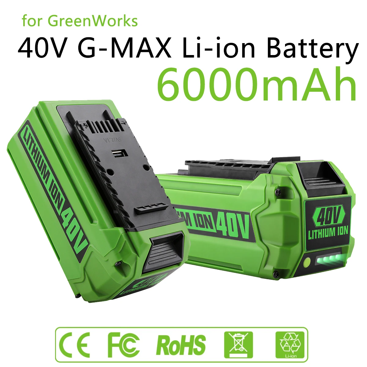 100% original para baterías Greenworks 40V 6Ah G-MAX fabricante de baterías de iones de litio batería de repuesto para herramientas eléctricas de cortacésped