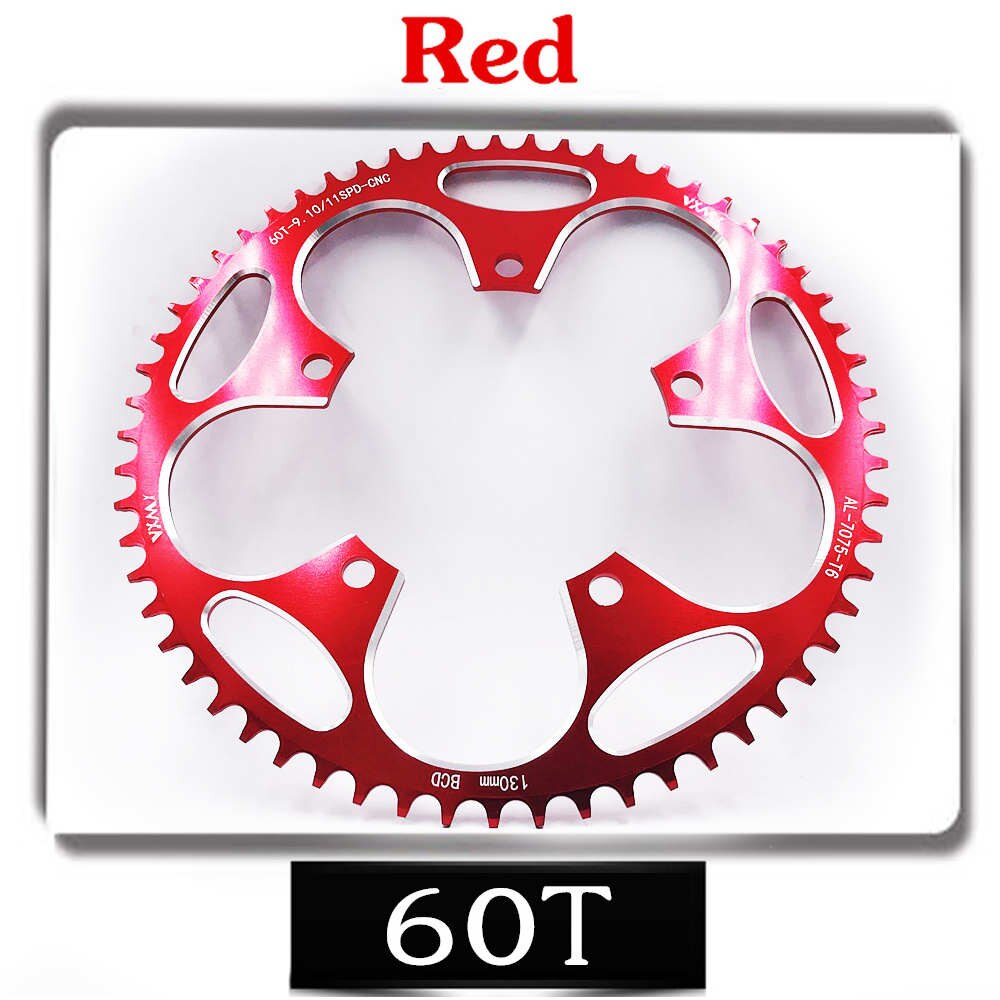 Ronde smalle brede kettingblad racefiets fiets 130 bcd 50t 52t 54 t 56t 58t 60t crankstel tandplaat onderdelen 130 bcd: 60t rode