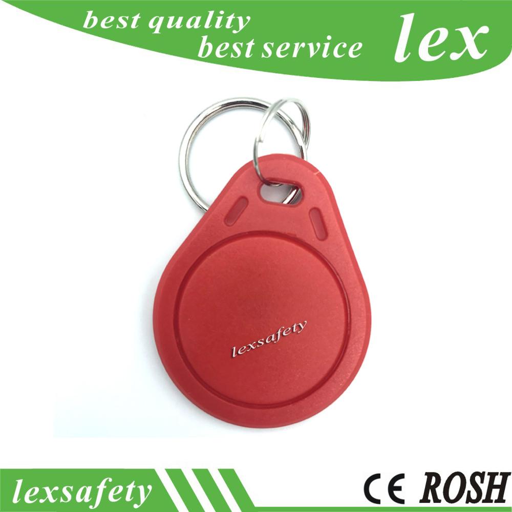 100 pçs/lote hf m1 f08 keyfobs 13.56 mhz iso14443a rfid ic freqüência chaveiro fm1108 cartão passivo botão de controle acesso: Red