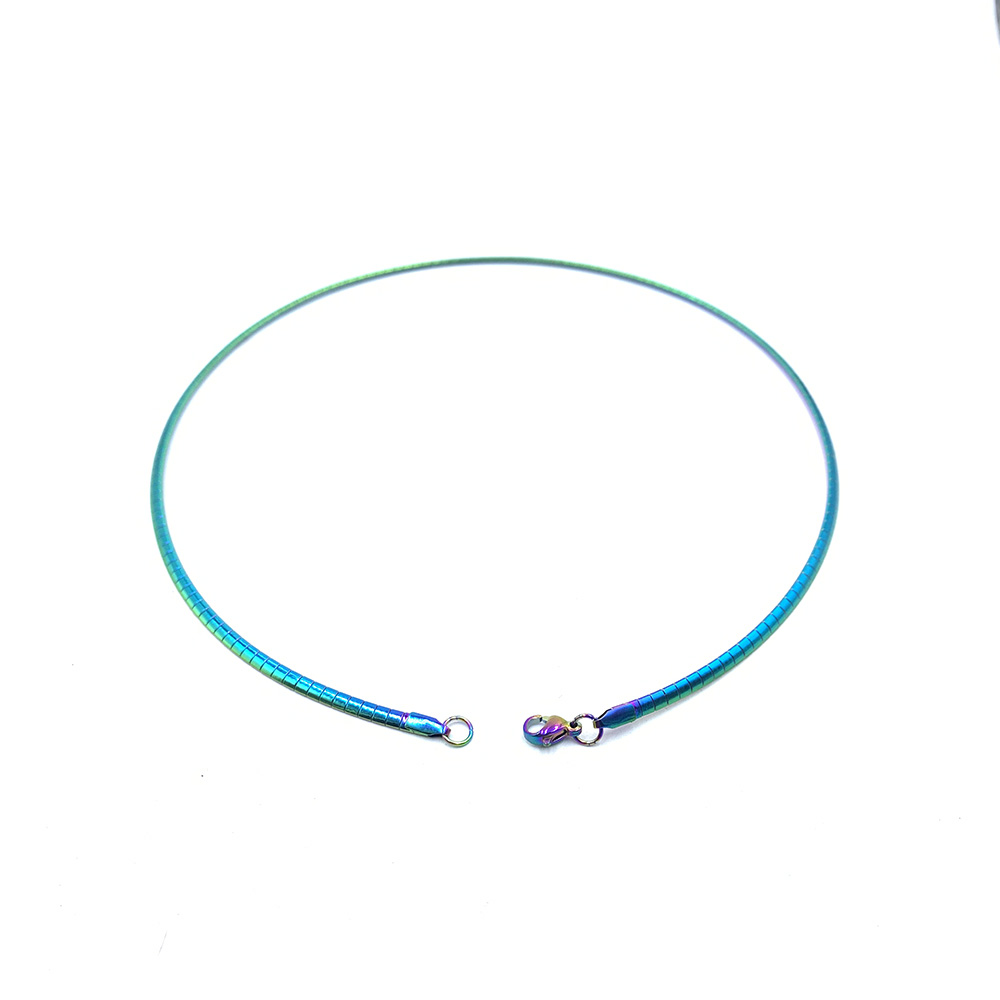 4MM kolorowy kołnierz ze stali nierdzewnej kobiety naszyjnik choker momenty biżuteria wąż łańcuch zestaw bransoletek prezenty dla dziewczynek: Necklaces