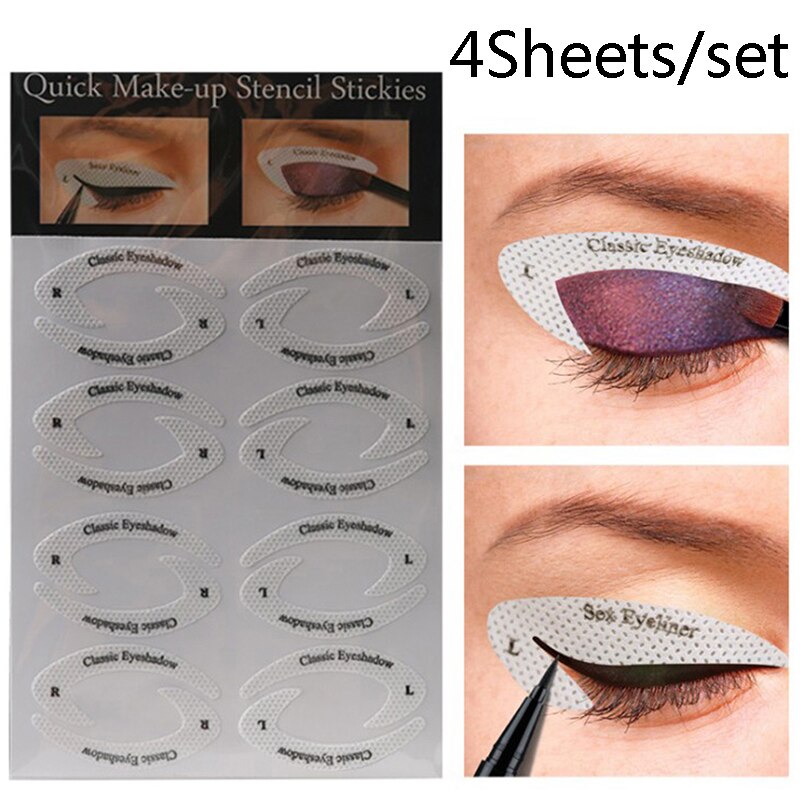 4 Stuks Eye Make-Quick Eyeliner Oogschaduw Stencil Stickies Lui Nuttig Oogschaduw Mallen Kaart Trekken Eye Template Beauty Tool