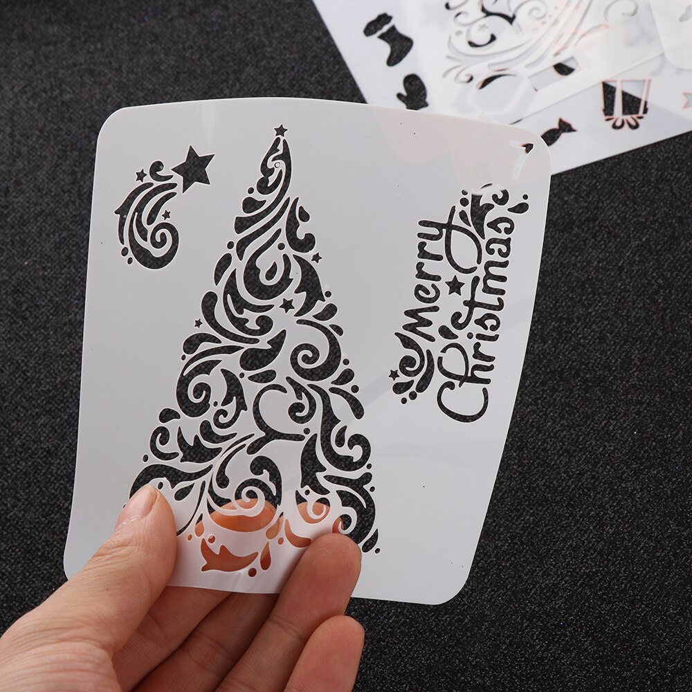 Plantillas de capas huecas para manualidades de Navidad, para pintura en pared, estampado, sello, grabador de relieve decorativo para tarjetas de papel, plantilla de flores