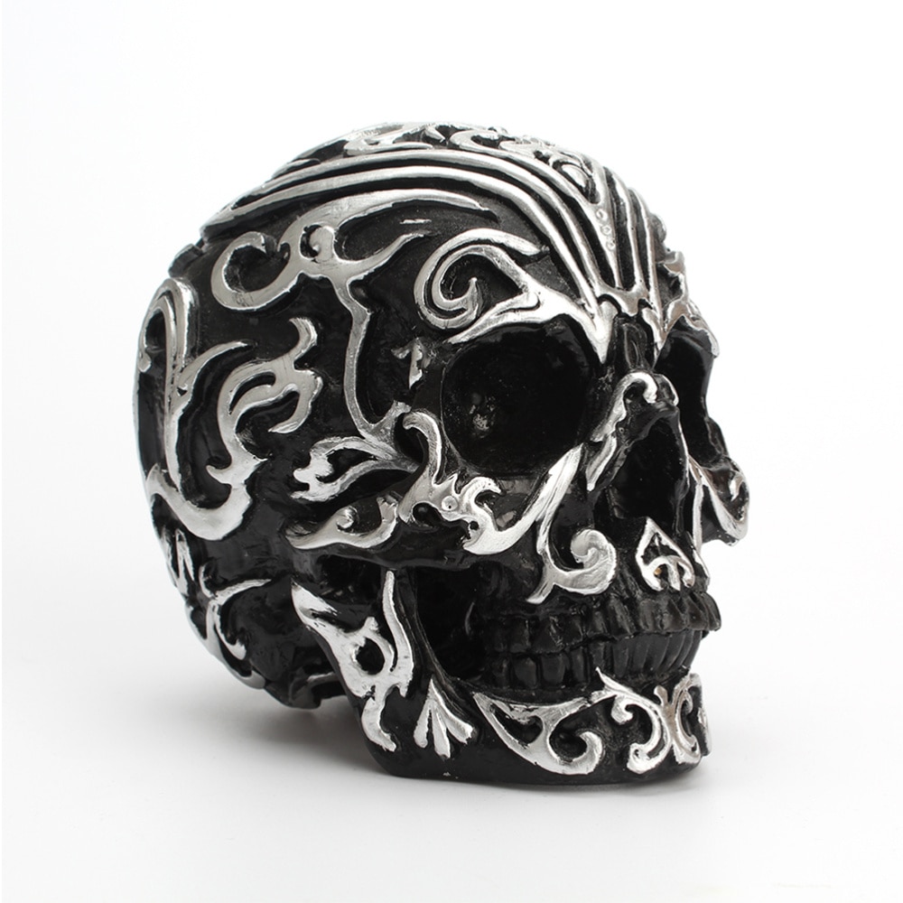 1PC Carved Skull Decorations Auspicious Clouds Skull Decor Resin Skull Head Crafts Household Halloween Adornment For Party Home