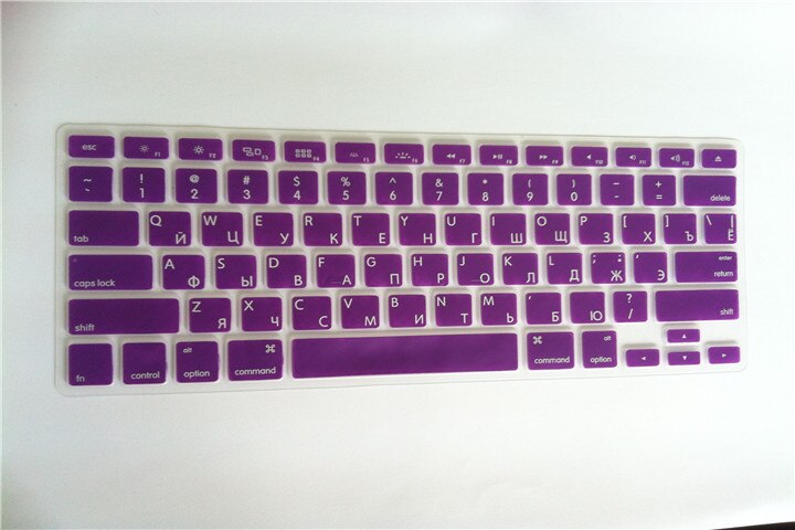 Dla Macbook Air pro 13 15 A1466 A1502 A1369 A1398 A1286 A1278 rosyjski list klawiatura silikonowa pokrywa pokrowiec ochronny ze skóry: purple