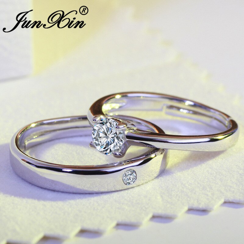 JUNXIN 8 Stil Engagement Paar Ringe Für Frauen Männer Einfache Crown Herz Verstellbaren Ring Hochzeit Schmuck Beste