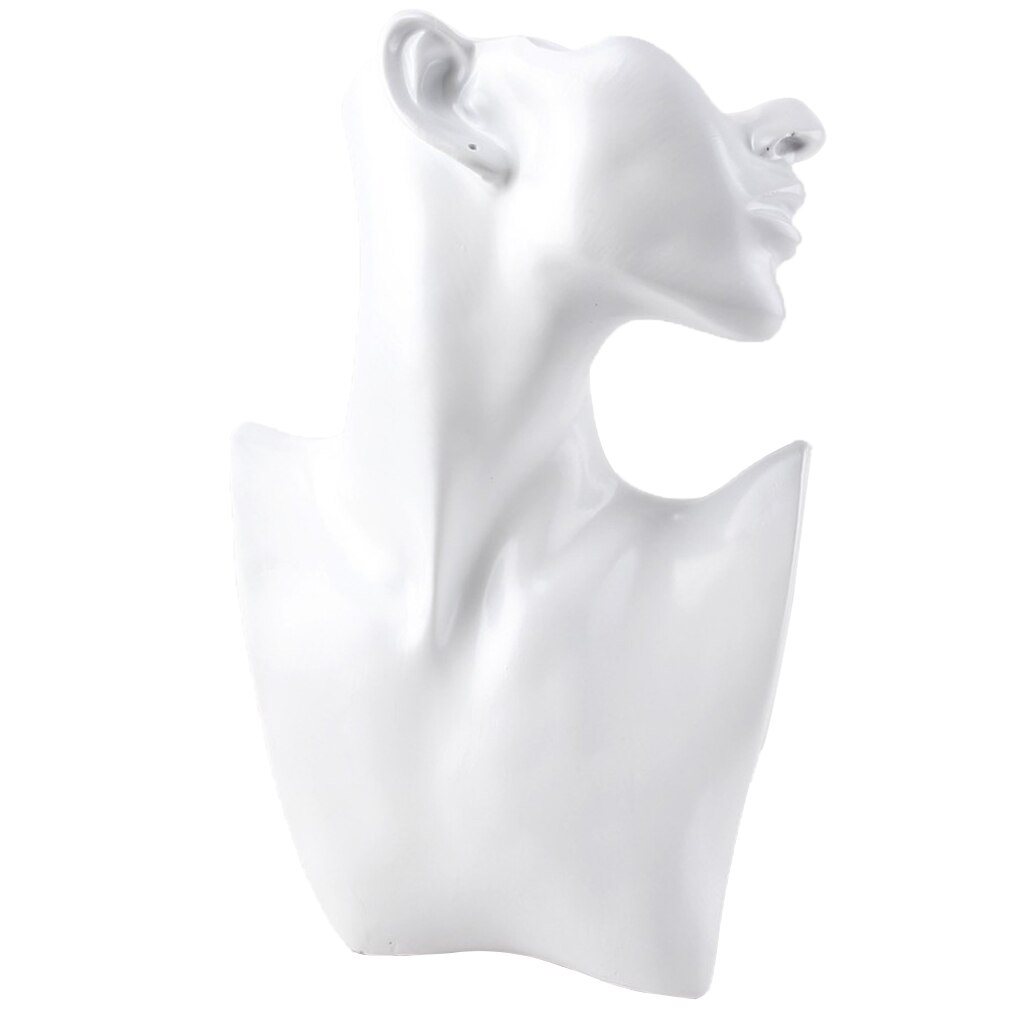 Resin Female Mannequin Head Bust Stand Model Shop Jewelry Necklace Display: L White Resin