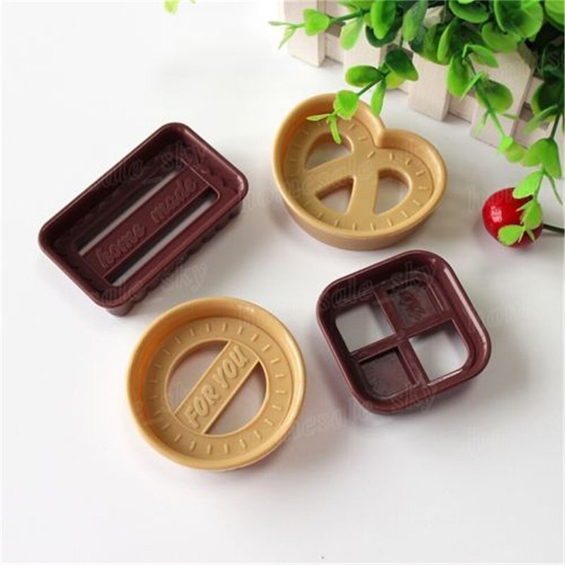 4 Stuks Vierkante Ronde Cookie Biscuit Cutter Set Brood Fondant Cakevorm Bakken Tool Vier Vorm Cookie Mold Deense Cookie cutter