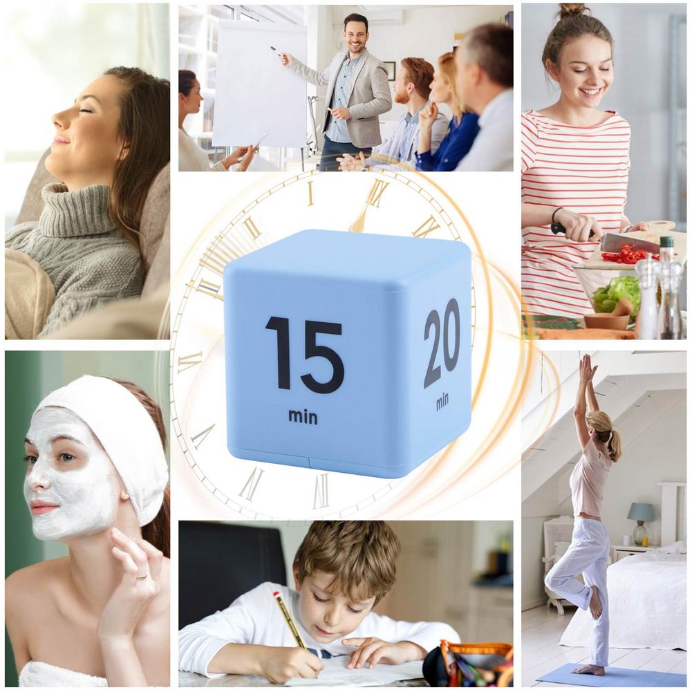 Preset Timer Practical Portable Time Management Tool Study Kitchen Cooking Office Rollover Pause Countdown Cube Timer
