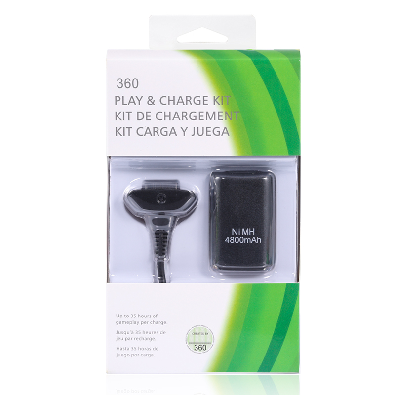 1 set 2 in 1 batteria ricaricabile per gamepad 4800mAh con cavo di ricarica per batteria controller wireless Xbox 360: 3300 milioni