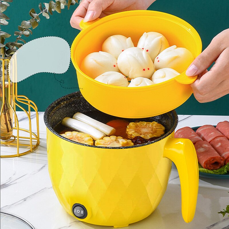 DMWD 220V Multifunctional Electric Cooker Heating Pan Electric Cooking Pot Machine Hotpot Noodles Rice Eggs Soup double Steamer