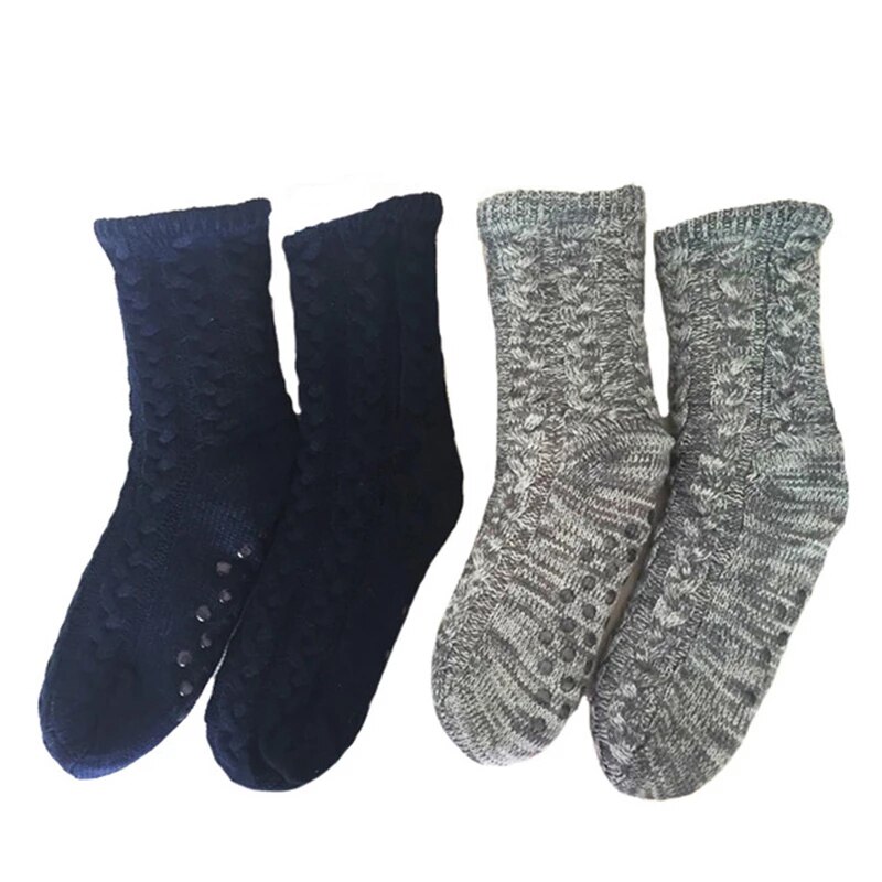Fuzzy Sokken Effen Kleur Warm Pluche Zachte Gewatteerde Slipper Sok Slaap Kous Voor Mannen Jongens N66
