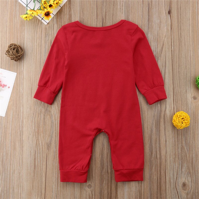 Leuke Populaire Mode Causale Pasgeboren Baby Jongens Meisjes Lange Mouwen Brief Knop Kerst Romper Rompertjes Jumpsuit Outfits Kleding