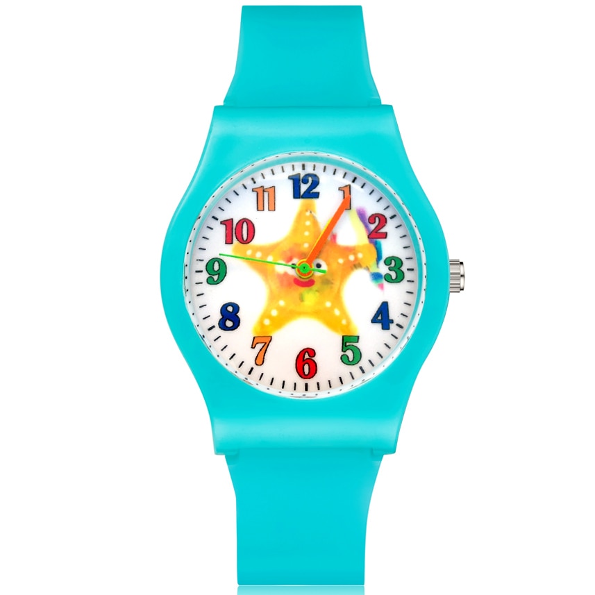 Leuke Zeester Stijl Kinderen Kids Student Meisjes Jongens Quartz Rubber Strap Horloges JO16