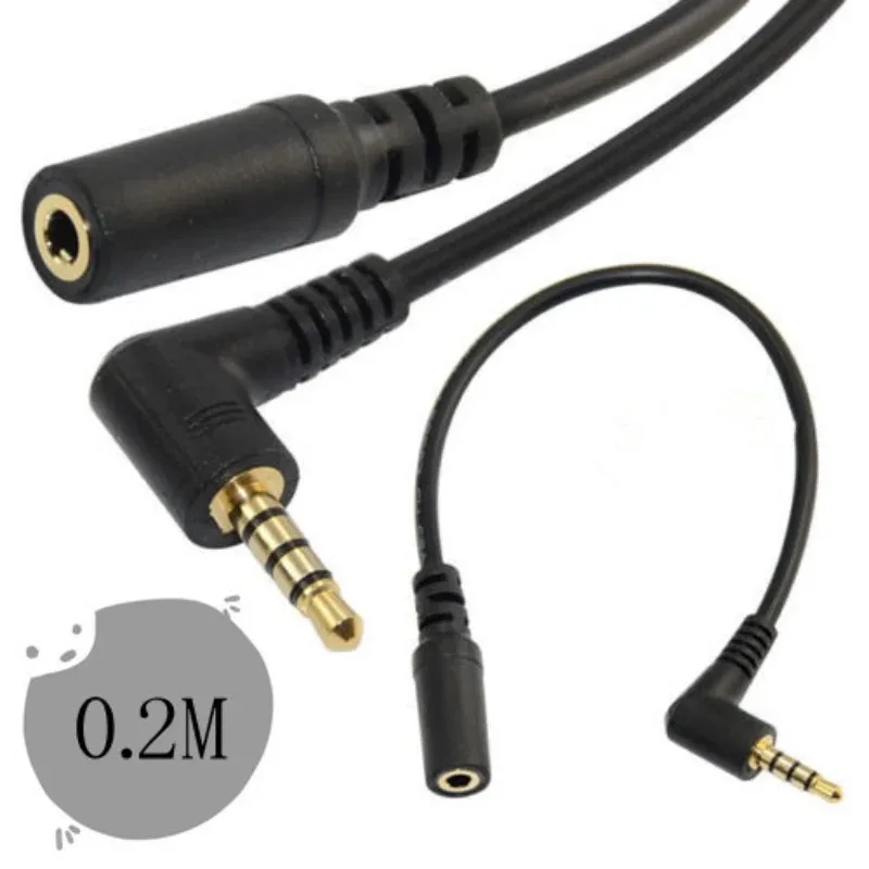 1szt 20cm 90 stopni kąt prosty 4-biegunowy TRRS 3.5mm Aux audio kabel wypełniacz adapter M/F 3.5mm robić PC lub mikrofonu-słuchawki