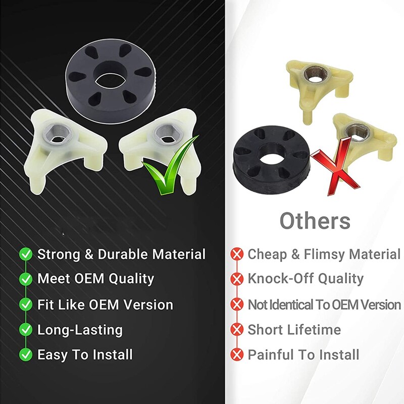 Heavy Duty 285753A Direct Drive Motor Coupling Kit with METAL Core- Fit for Whirlpool &amp; Kenmore Washers Pack of 4